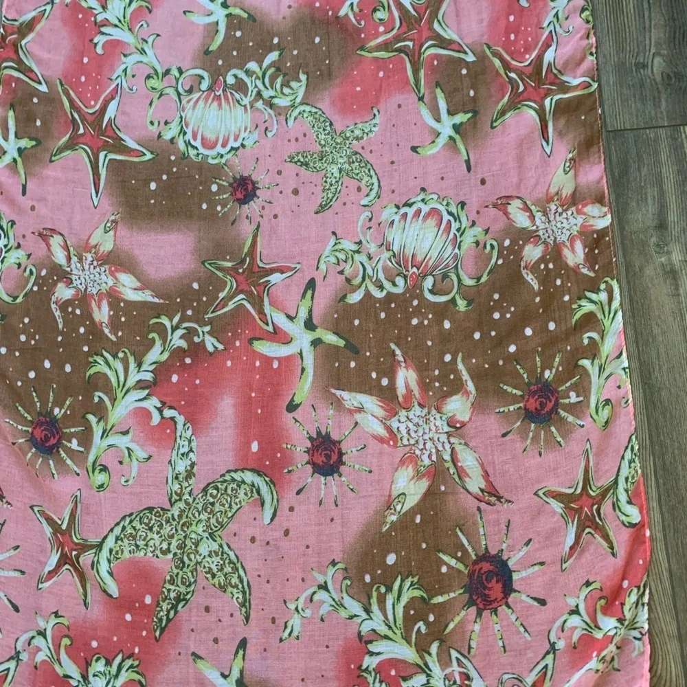 Floral Pink and Brown Scarf 30/72 inches